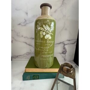 Large Italian Olive Oil Vase Tuscan Pottery Firenze Decor Vase 12"